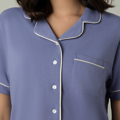 Sleep Button Down PJ Set - Lavender Violet