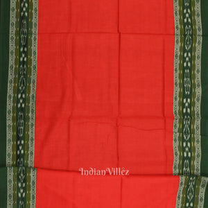Green Red Flower Buti Odisha Ikat Sambalpuri Dress Set & Dupatta
