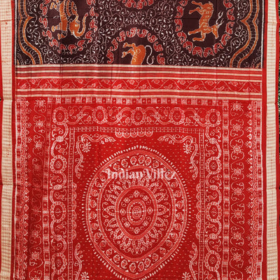 Deer Theme Pure Sambalpuri Ikat Silk Saree