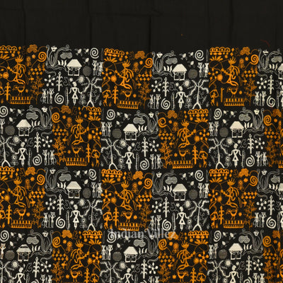 Black Yellow Tribal Design Sambalpuri Dress Material & Dupatta