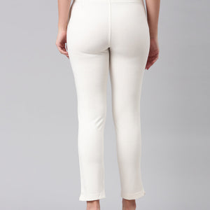 Women Solid White Mid Rise Smart Fit Kurti Pant
