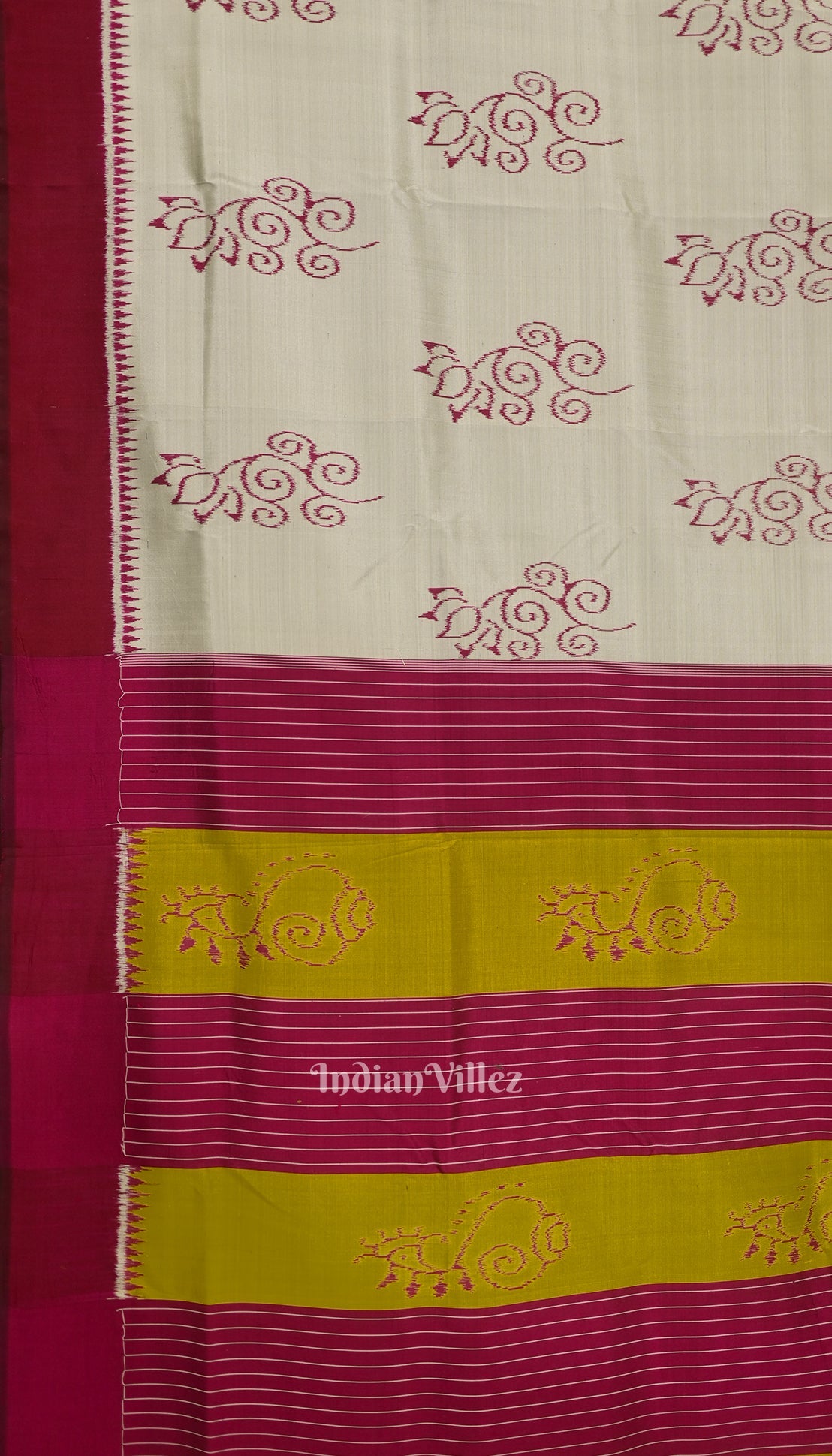 Silver Grey With Maroon Designer Odisha Ikat Contemporary Silk Saree