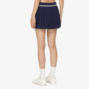 SPORTY & RICH | ABIGAIL PLEATED SKIRT { NAVY/OFF WHITE
