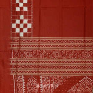Pure Red Odisha Ikat Contemporary Silk Saree With Pasapali Theme