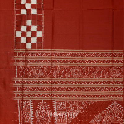 Pure Red Odisha Ikat Contemporary Silk Saree With Pasapali Theme