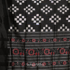 Black Grey Pasapali Sambalpuri Silk Saree