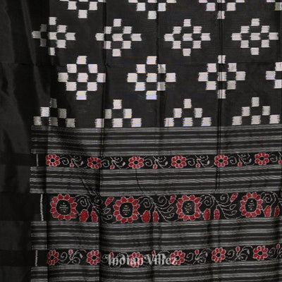 Black Grey Pasapali Sambalpuri Silk Saree
