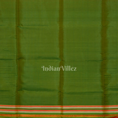 Orange Green Pure Bishnupuri Silk Saree