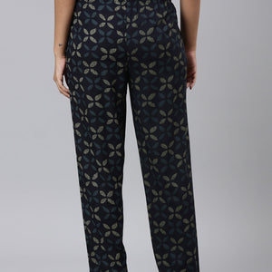 Women Printed Navys Woven Viscose Lounge Pants