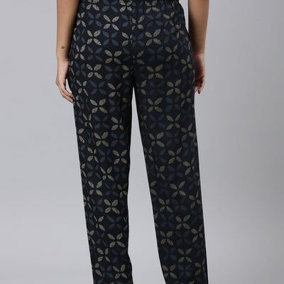Women Printed Navys Woven Viscose Lounge Pants