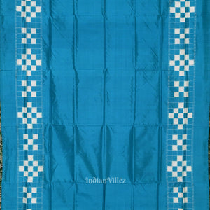 Surf Blue White Pasapali Border Sambalpuri Silk Saree
