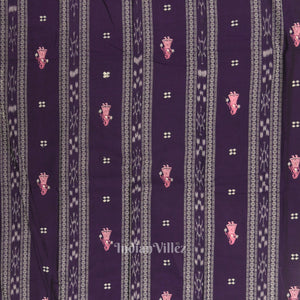 Navy Blue with Pink Doll Odisha Ikat  Sambalpuri Dress Material & Dupatta