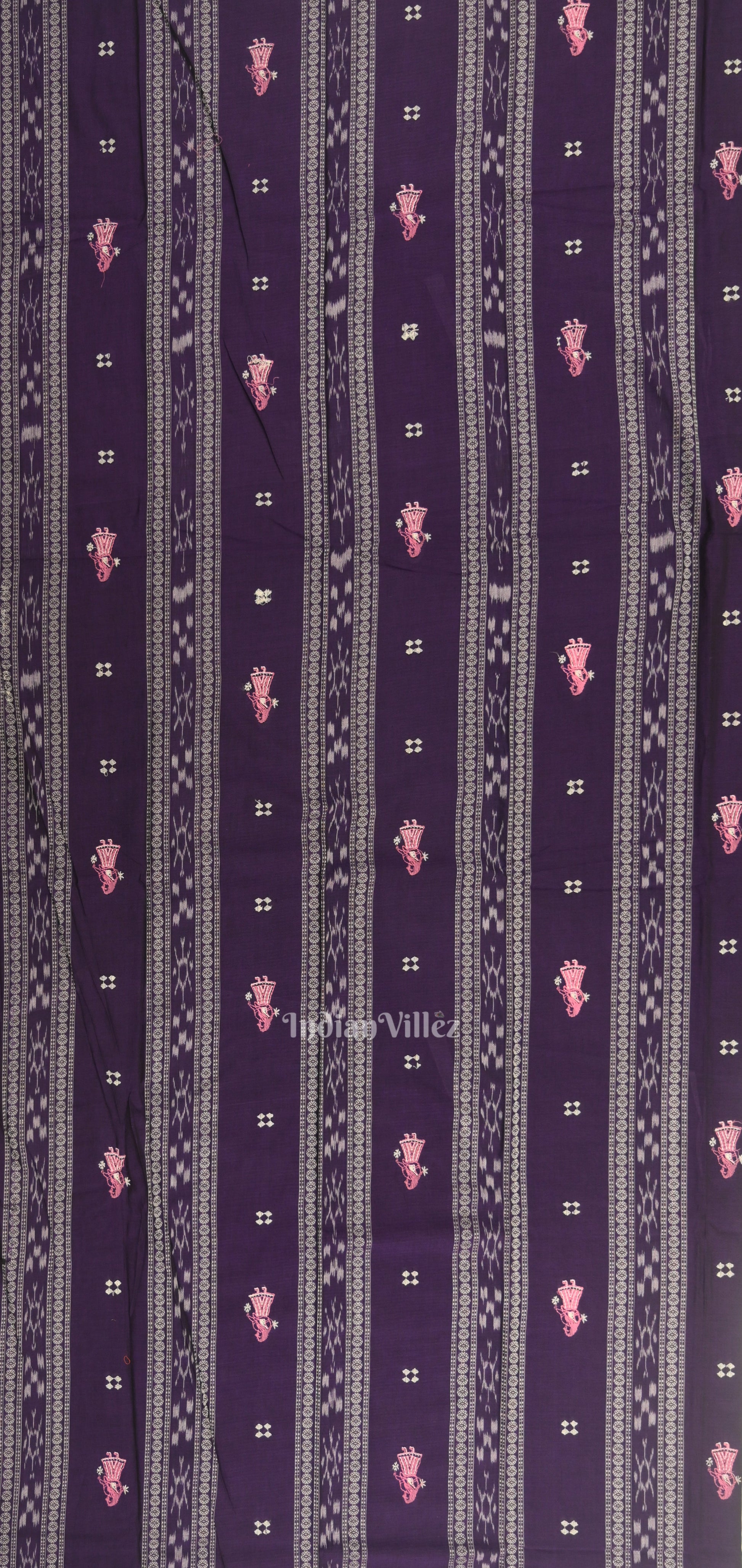 Navy Blue with Pink Doll Odisha Ikat  Sambalpuri Dress Material & Dupatta