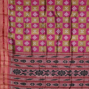 Pink Olive Green Pasapali Patli Odisha Ikat Khandua Silk Saree