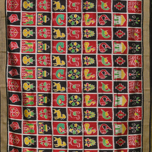 Black Nabakothi Odisha Ikat Khandua Silk Saree