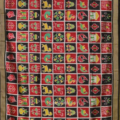 Black Nabakothi Odisha Ikat Khandua Silk Saree