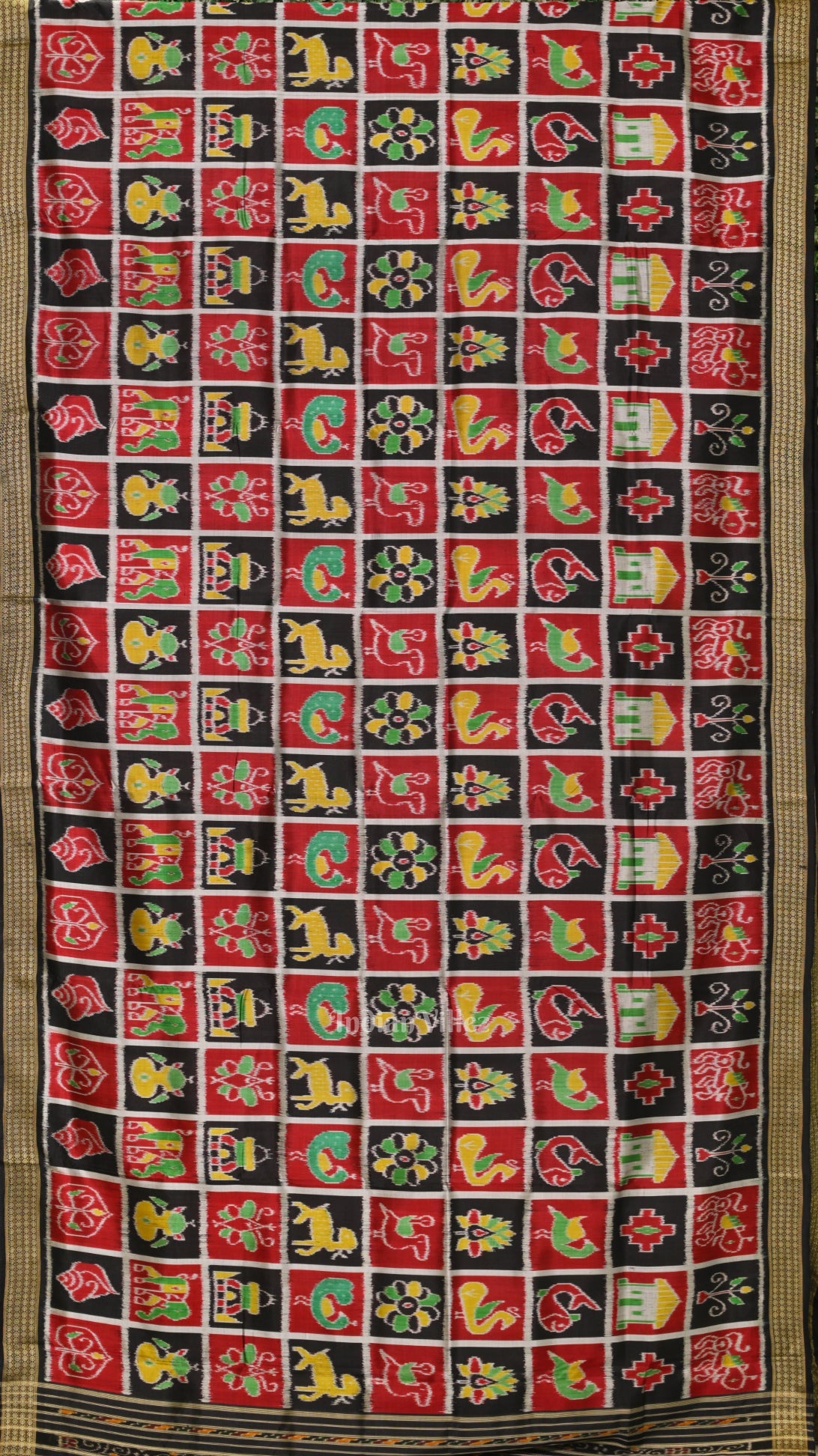 Black Nabakothi Odisha Ikat Khandua Silk Saree