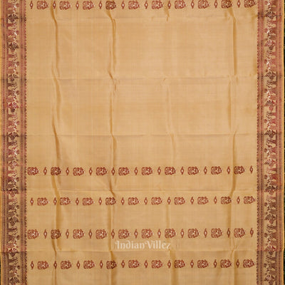 Beige Handwoven Baluchari Silk Saree