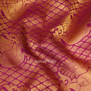 Magenta Pure Brocade with Golden Border Kanjivaram Silk Saree