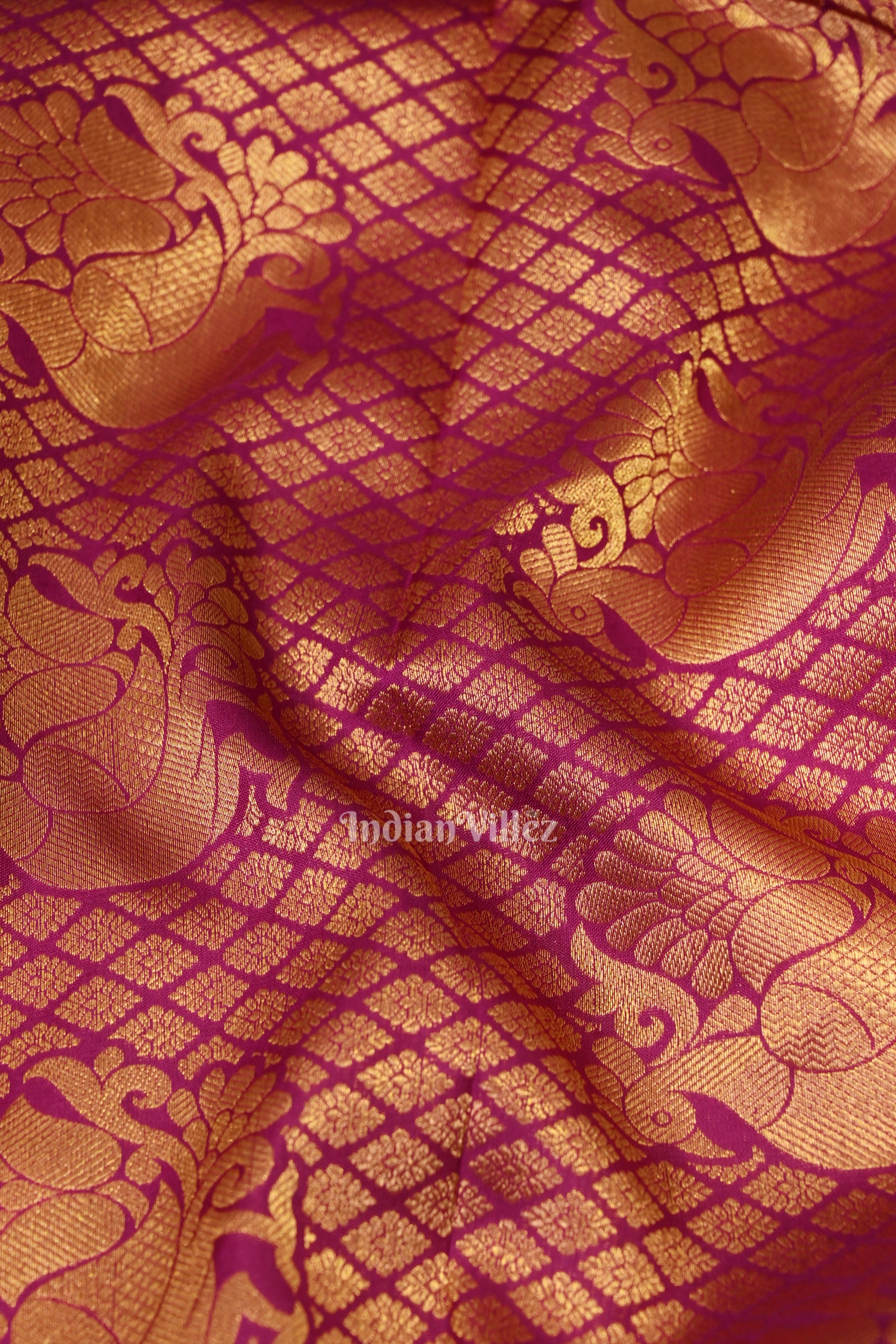 Magenta Pure Brocade with Golden Border Kanjivaram Silk Saree