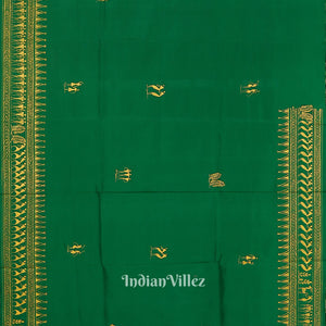 Green Tribal Theme Hand-Painted Pattachitra Saree