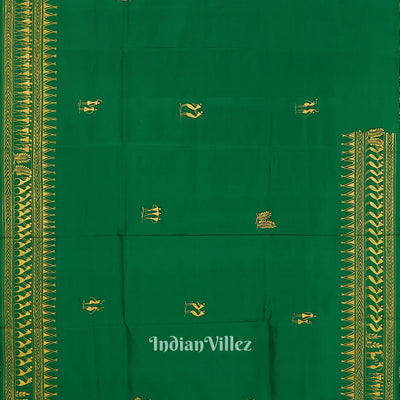 Green Tribal Theme Hand-Painted Pattachitra Saree