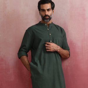 trueBrowns Men's Green Cotton Co-ord set