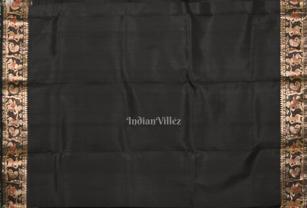 Black Handwoven Baluchari Silk Saree