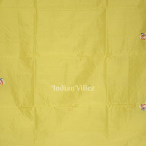 Yellow Giri Govardhan Hand-Painted Pattachitra Saree