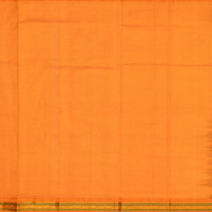 Beige Handloom Plain Silk Cotton Saree With Orange Border