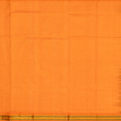Beige Handloom Plain Silk Cotton Saree With Orange Border