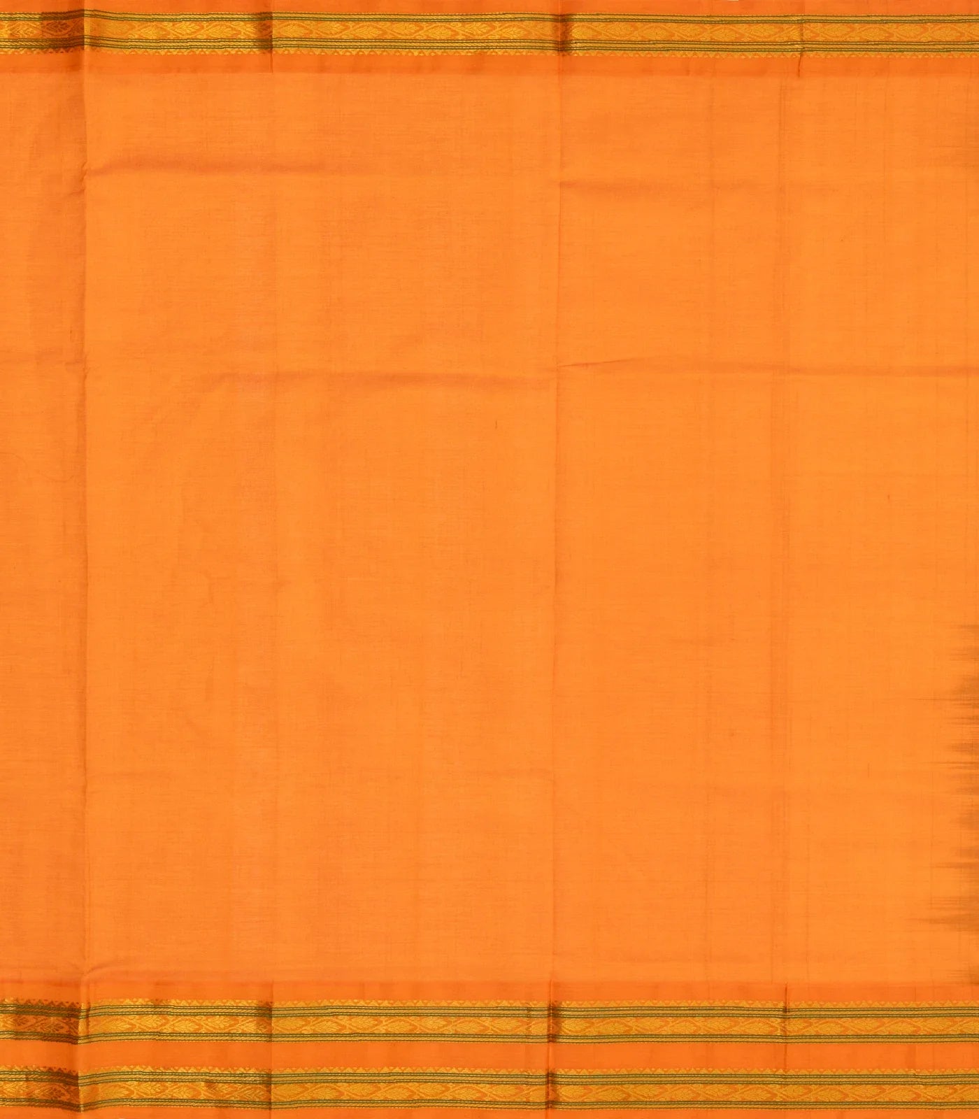 Beige Handloom Plain Silk Cotton Saree With Orange Border