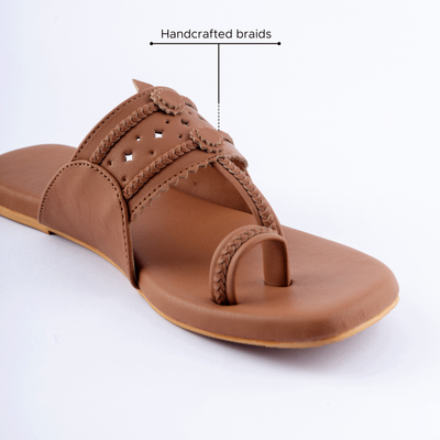 Burlywood Solid Kolha Flats