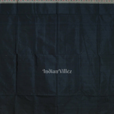 Dark Olive Green Sambalpuri Ikat Bomkai Silk Saree With Pasapali Border