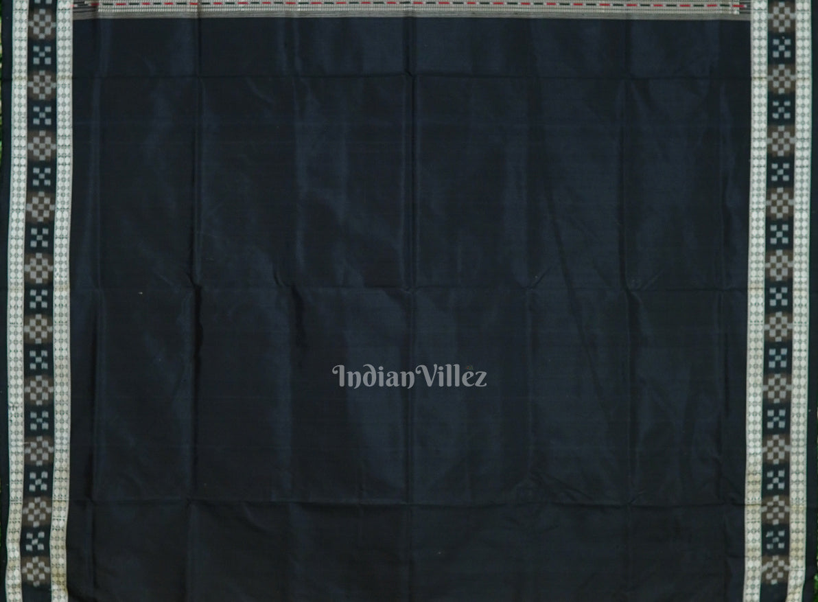 Dark Olive Green Sambalpuri Ikat Bomkai Silk Saree With Pasapali Border