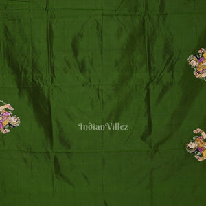 Mehendi Green Shree Jagannath Ratha Yatra Hand-Painted Pattachitra Saree