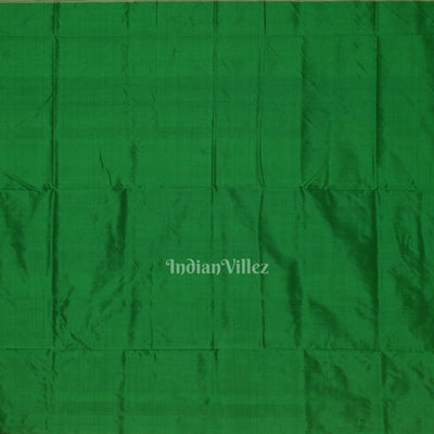 Deep Red Green Tribal Theme Sambalpuri Silk Saree