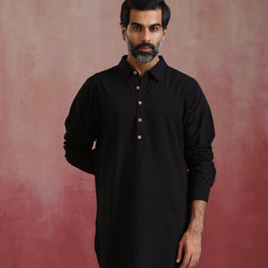 trueBrowns Men's Black Cotton Co-ord set