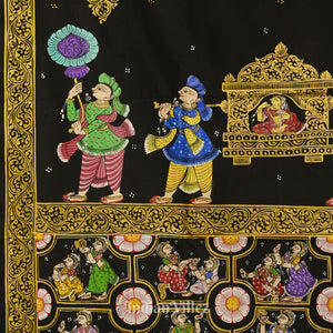 Black Doli Barat & Nartaki Theme Hand-Painted Pattachitra Saree (Pre Order)