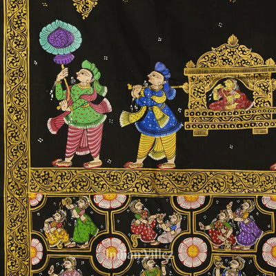 Black Doli Barat & Nartaki Theme Hand-Painted Pattachitra Saree (Pre Order)
