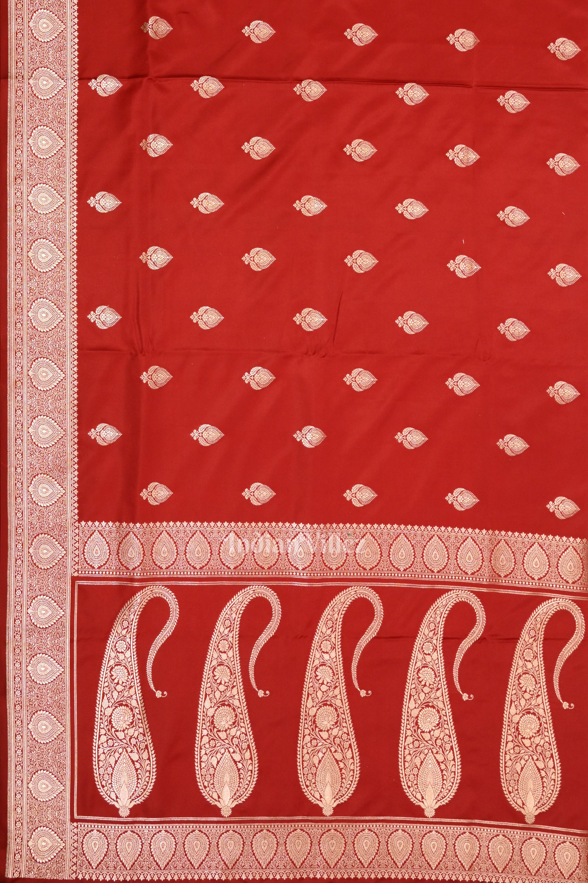 Dark Maroon Red Soft Pure Mashru Satin Silk Banarasi Saree