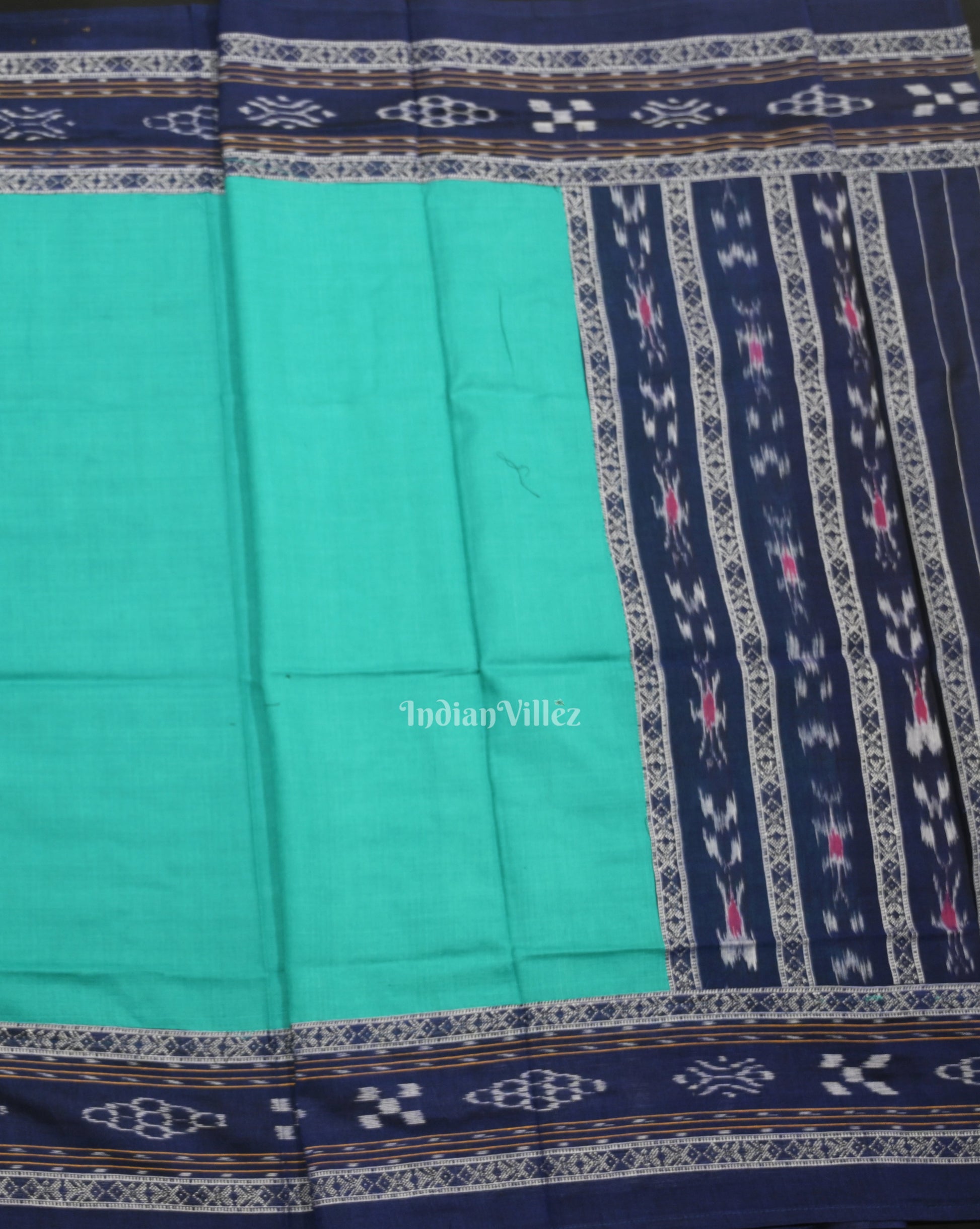 Blue Green Pasapali Sambalpuri Cotton Dress set with Dupatta
