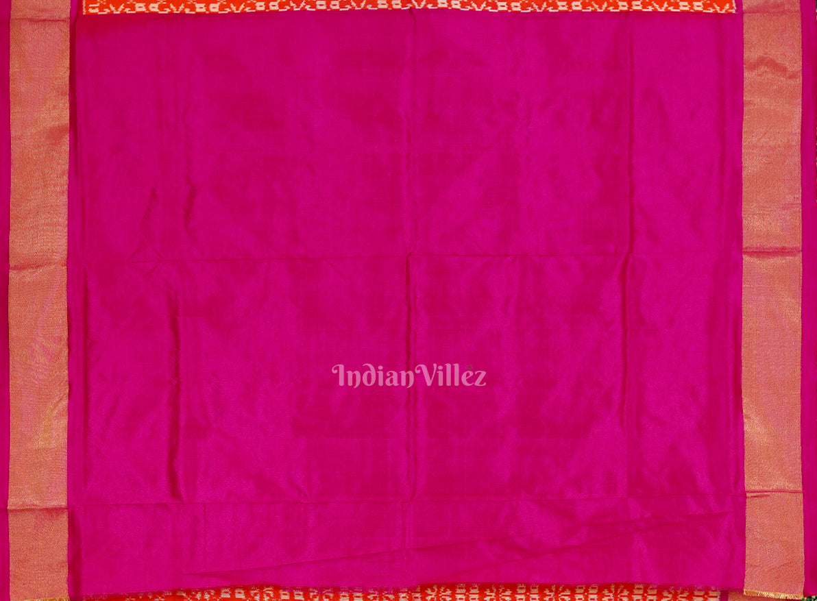 Exclusive Deep Orange Pochampally Ikat Handloom Silk Saree