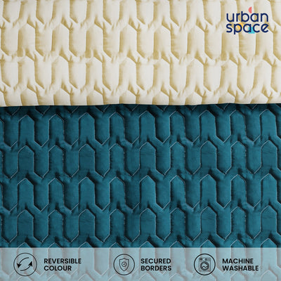 Fluffy & Heavy 200 GSM Microfiber Reversible Quilted Winter Comforters - Teal & Beige