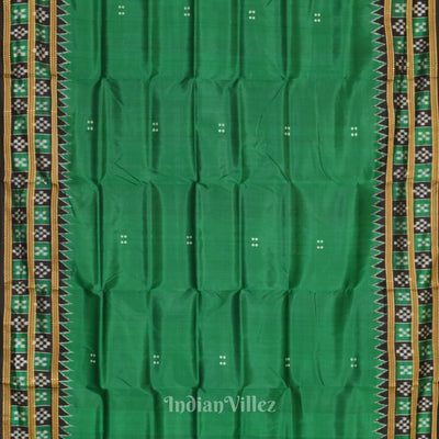 Green Double Border Pasapali Odisha Ikat Khandua Silk Saree