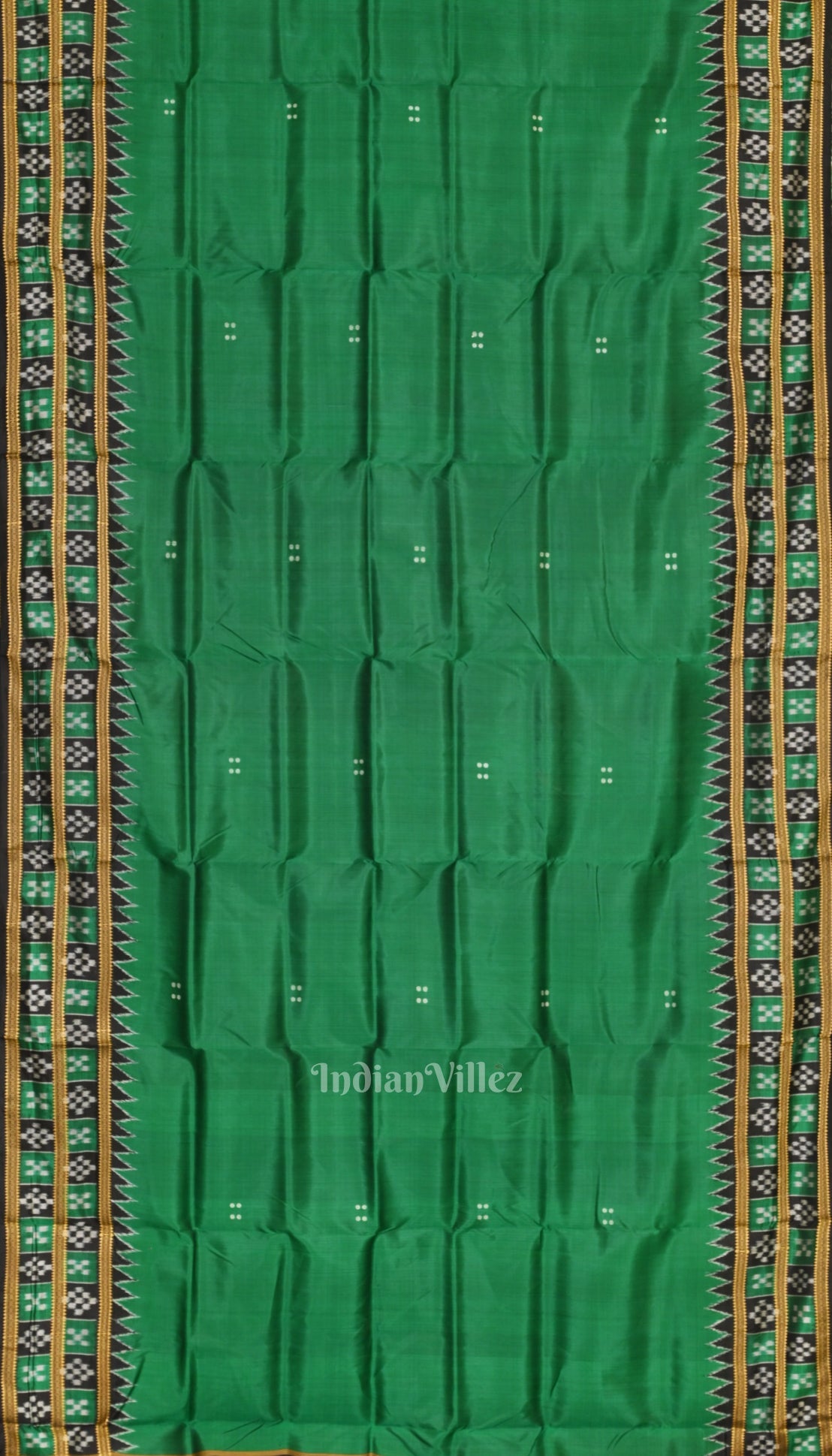 Green Double Border Pasapali Odisha Ikat Khandua Silk Saree