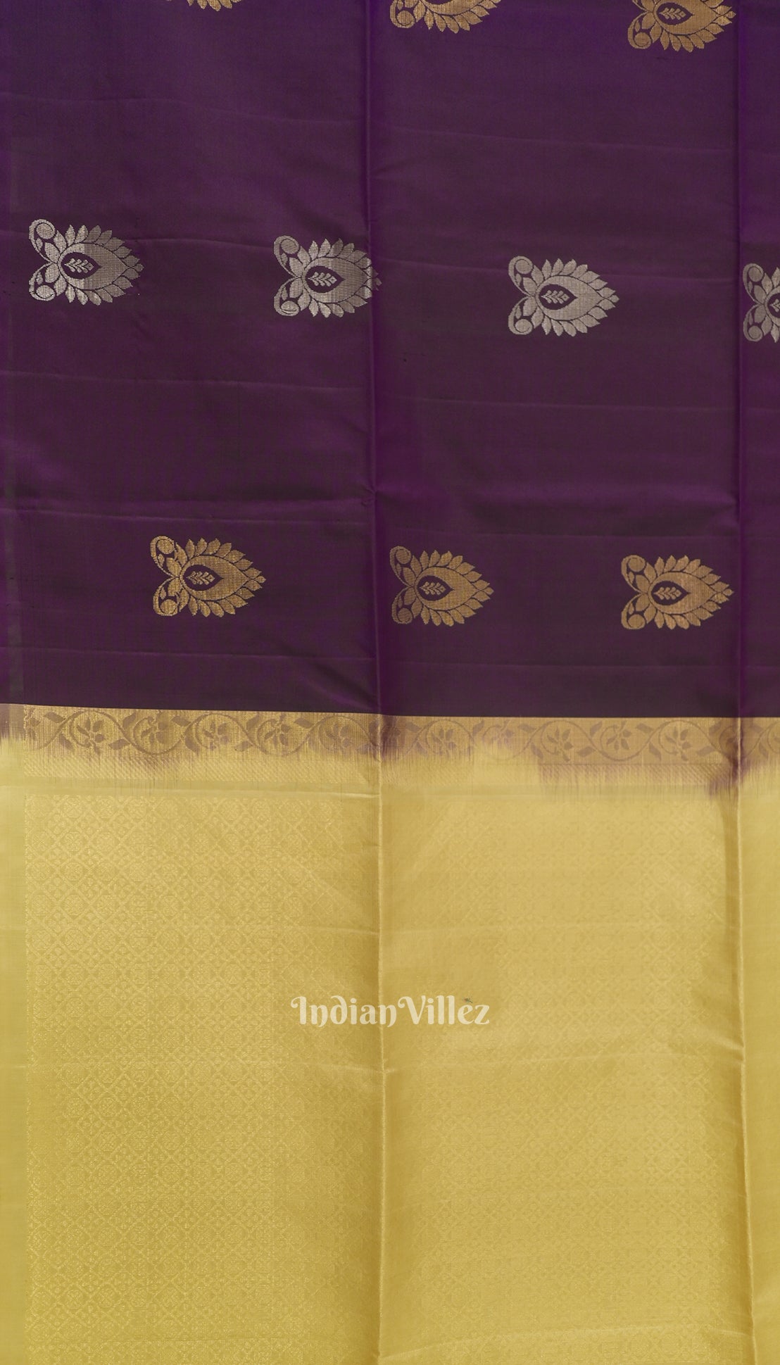 Blackberry Golden Floral Design Pure Kanjivaram Soft Silk Saree