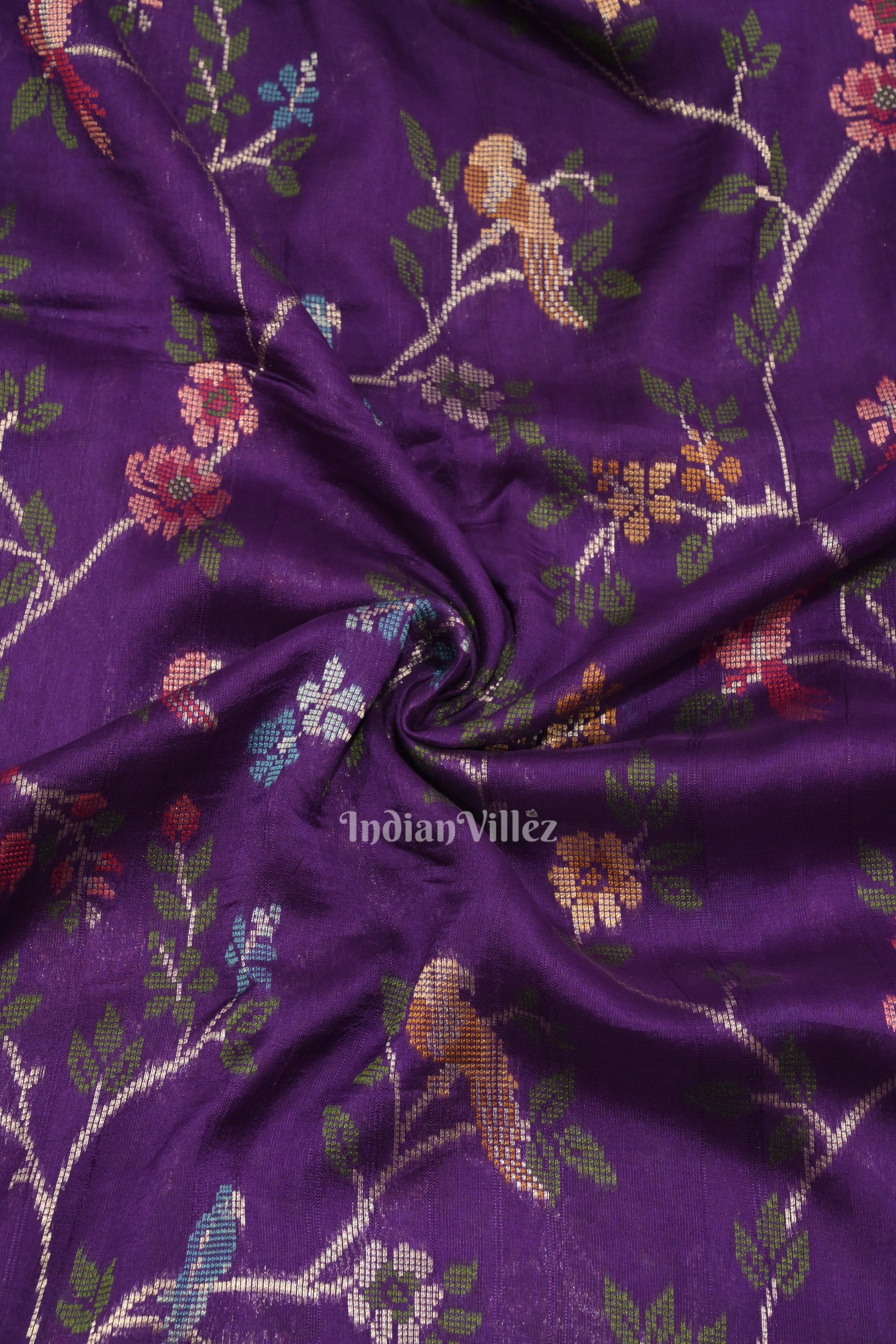 Violet Tussar Khaddi Georgette Banarasi Silk Saree with Tassels