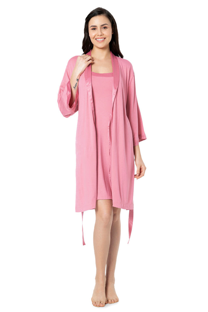 Satin Edge Robe - Cashmere Rose