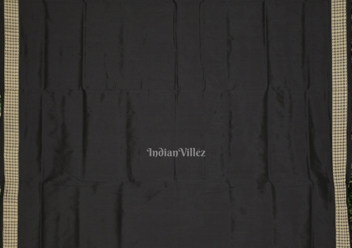 Magenta Pink Black Buti Design  Bomkai Sambalpuri Silk Saree